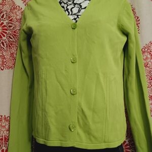 Vibrant Green Button-Up Cardigan